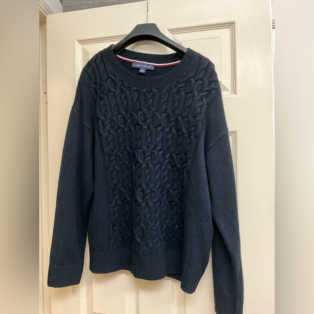 Tommy Hilfiger Navy Blue Cable Knit Sweater - XL